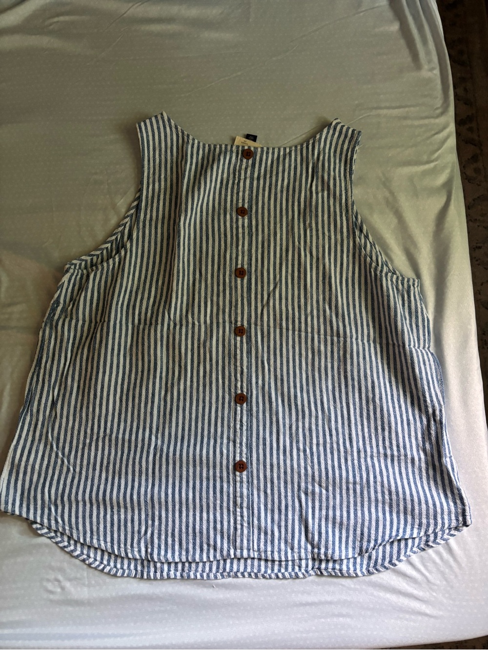 Universal Thread Blue and White Striped Button-Back Tank